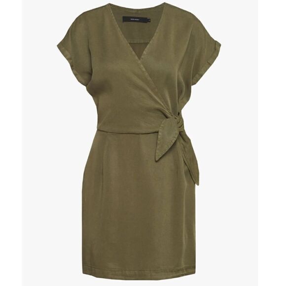 NWT Vero Moda Lisa Olive Green Mini Wrap Dress - Picture 1 of 2